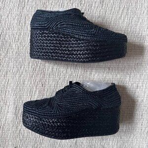 Robert Clergerie woven black raffia platforms size 35.5 Euro (5 US)